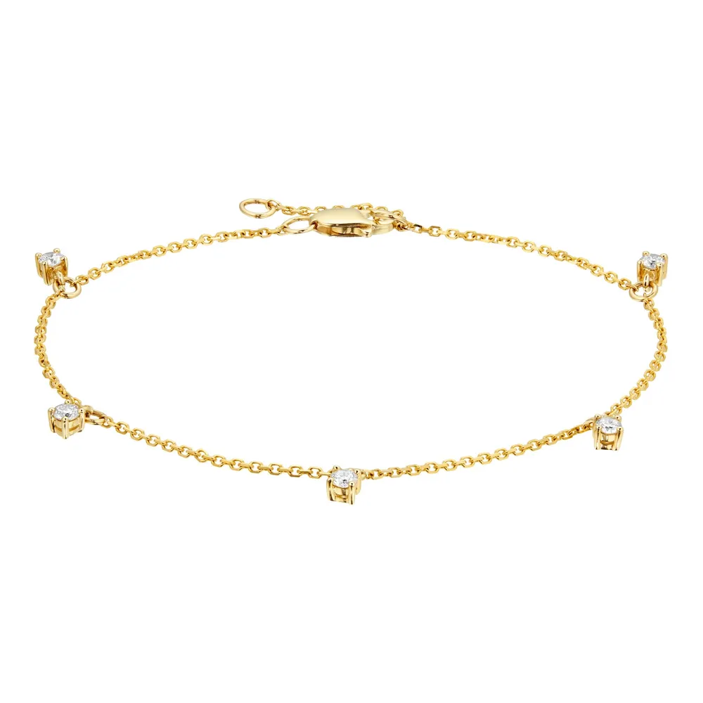 9ct Yellow Gold 0.25ct Diamond Dangle Bracelet
