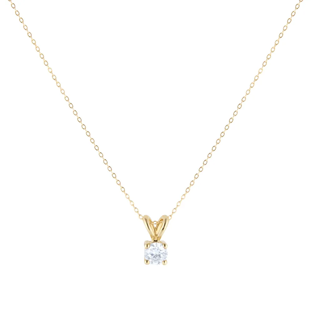 9ct Yellow Gold 0.25cttw Diamond Solitaire Pendant