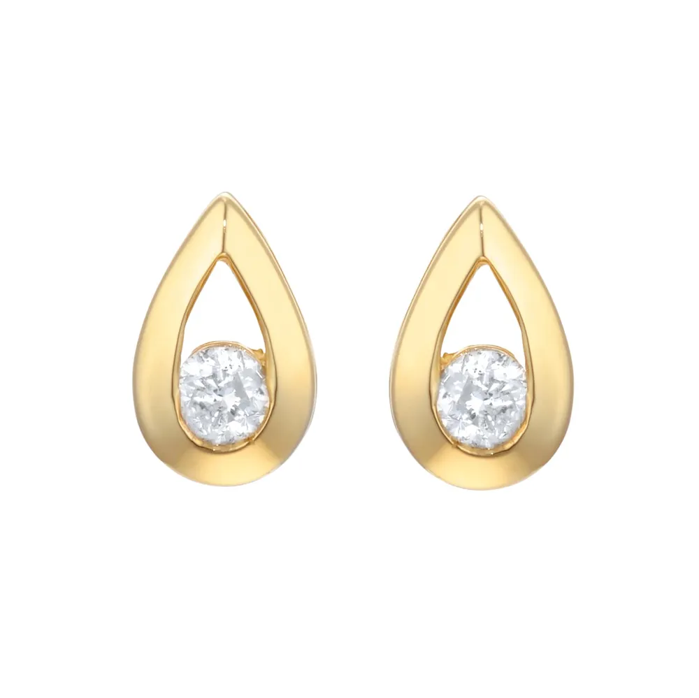 9ct Yellow Gold 0.25cttw Diamond Tear Drop Stud Earrings