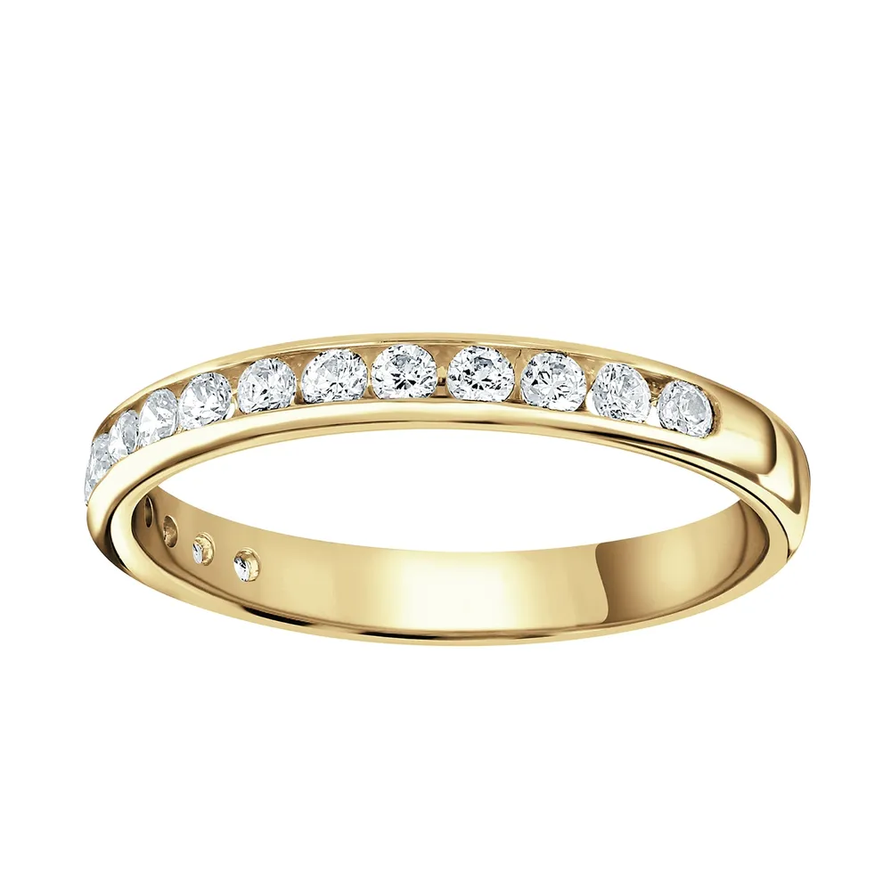 9ct Yellow Gold 0.30 Carat Round Brilliant Cut Channel Set Half Eternity Ring