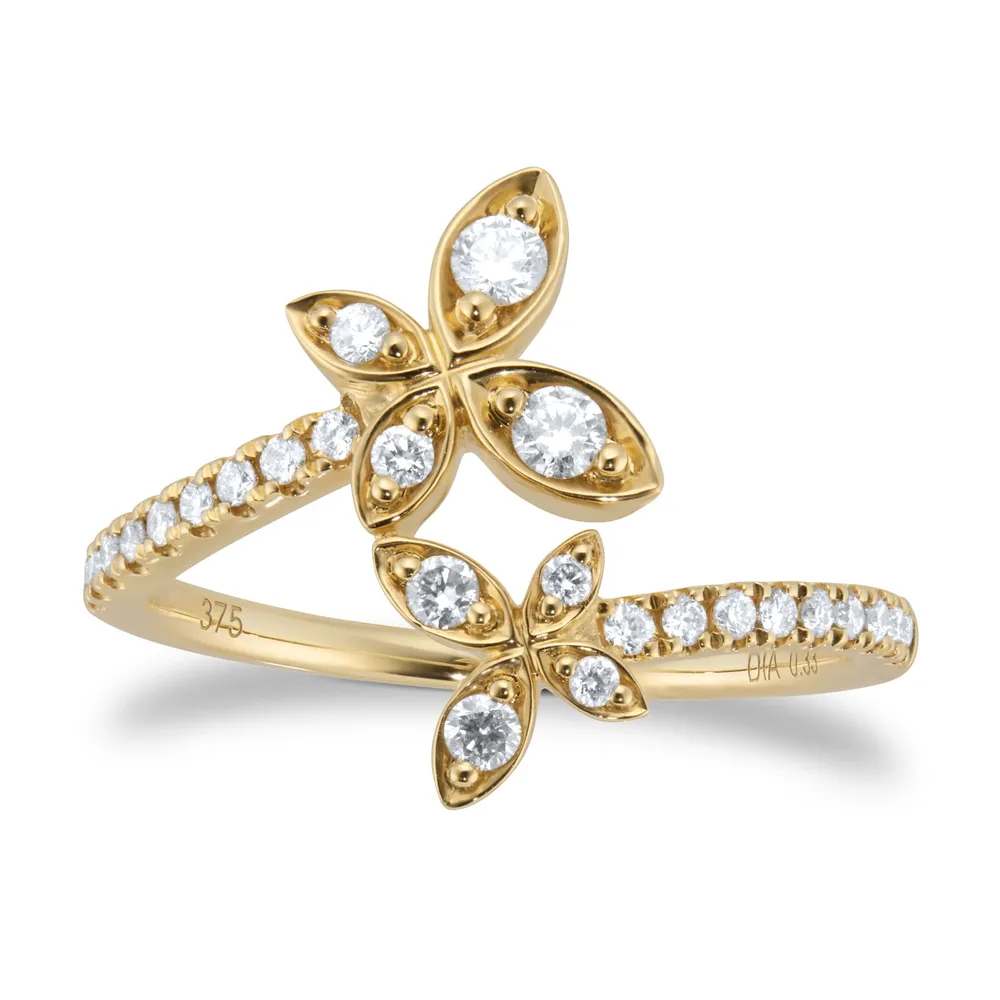 9ct Yellow Gold 0.33ct Diamond Butterfly Ring