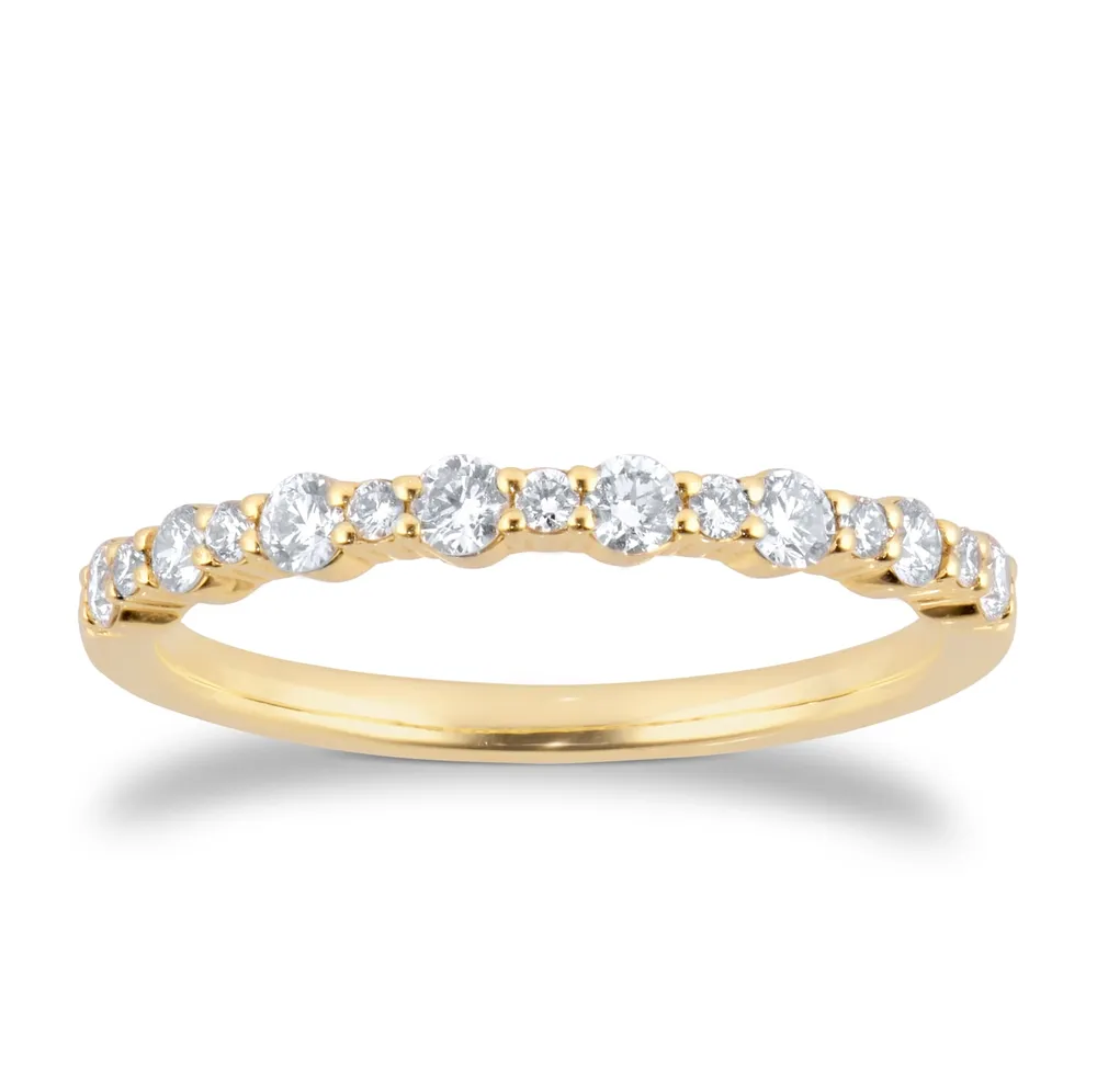 9ct Yellow Gold 0.34cttw Brilliant Cut Diamond Half Eternity Ring