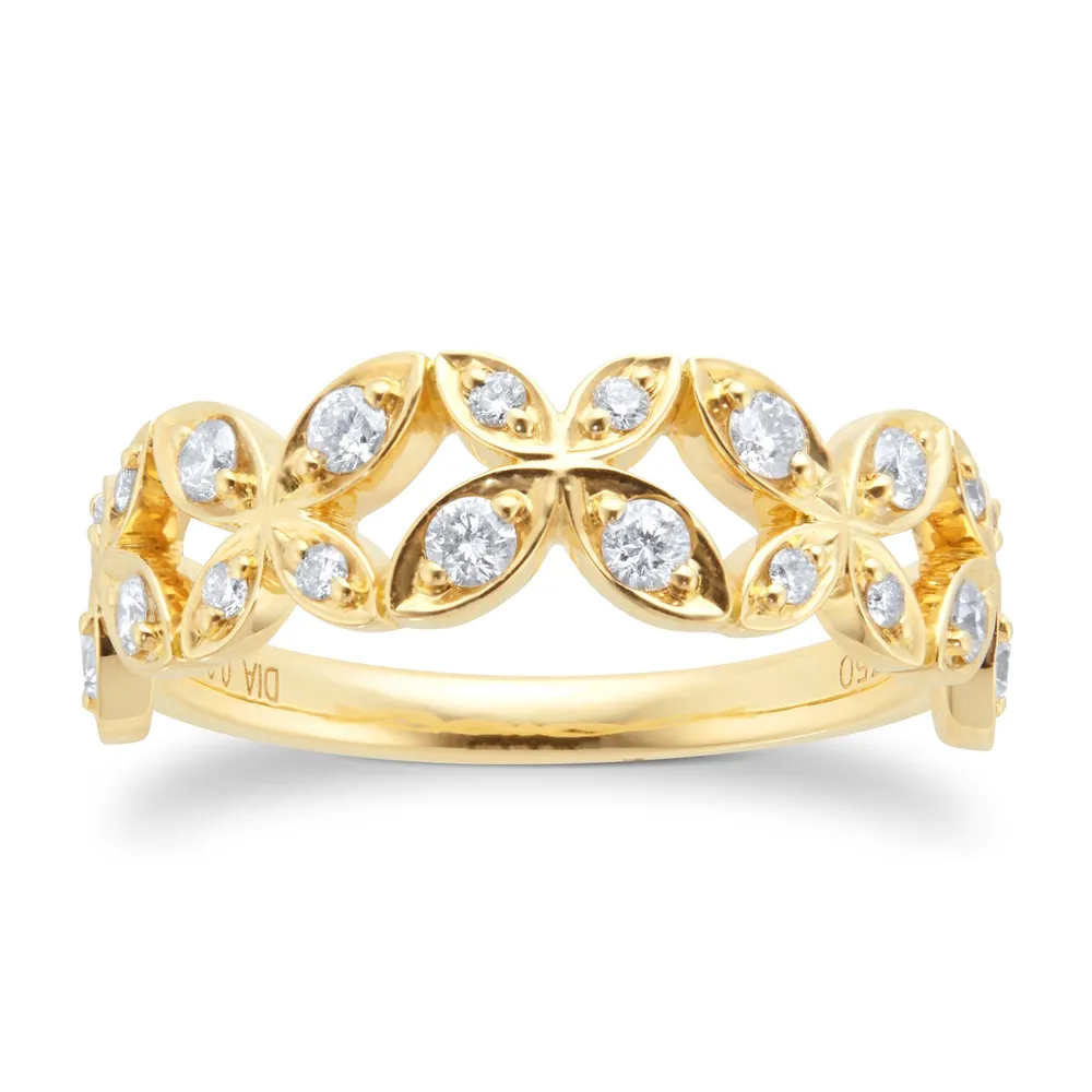 9ct Yellow Gold 0.35cttw Diamond Butterfly Ring
