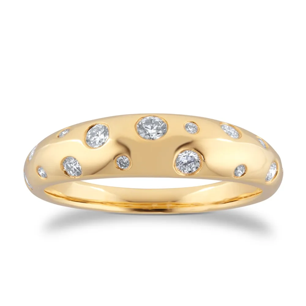 9ct Yellow Gold 0.35cttw Diamond Flush Set Scatter Ring - RingSize O