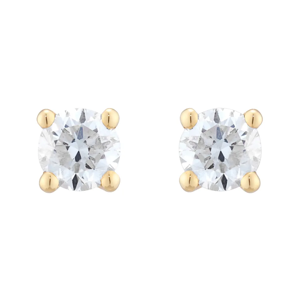 9ct Yellow Gold 0.40cttw Brilliant Cut Diamond Solitaire Stud Earrings