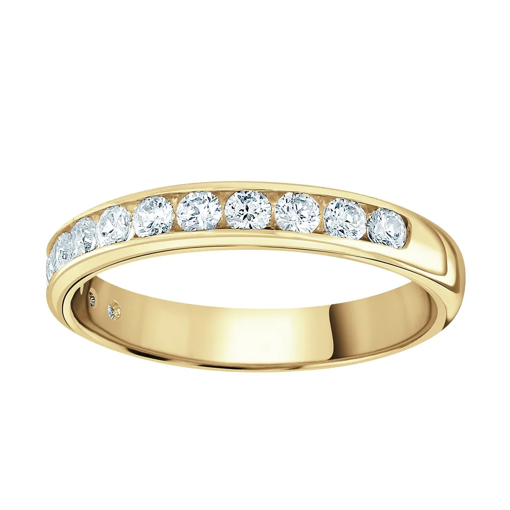 9ct Yellow Gold 0.50cttw Brilliant Cut Channel Set Diamond Half Eternity Ring