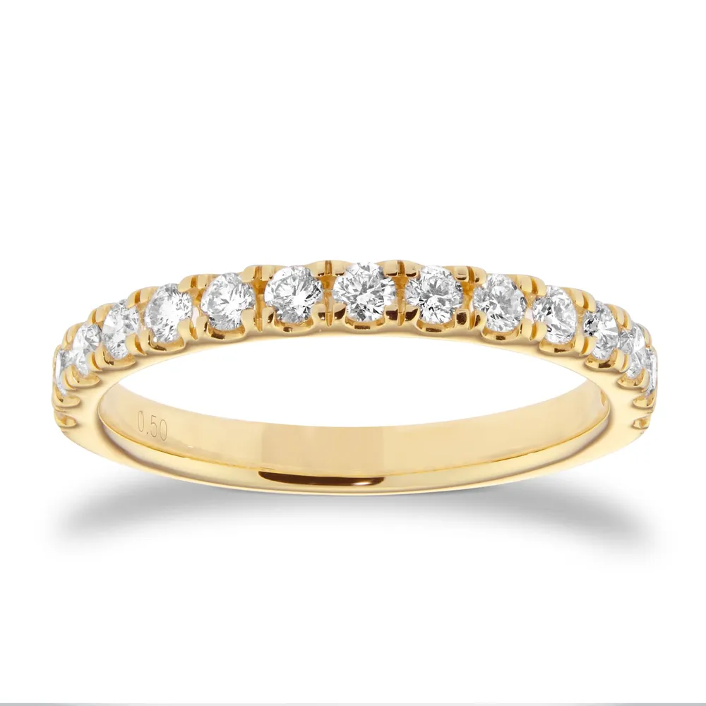 9ct Yellow Gold 0.50cttw Brilliant Cut Diamond Half Eternity Ring