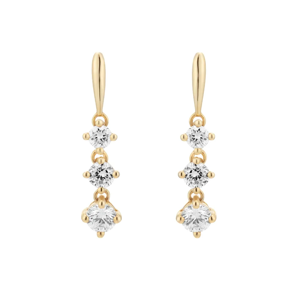 9ct Yellow Gold 0.50cttw Diamond Triple Drop Earrings