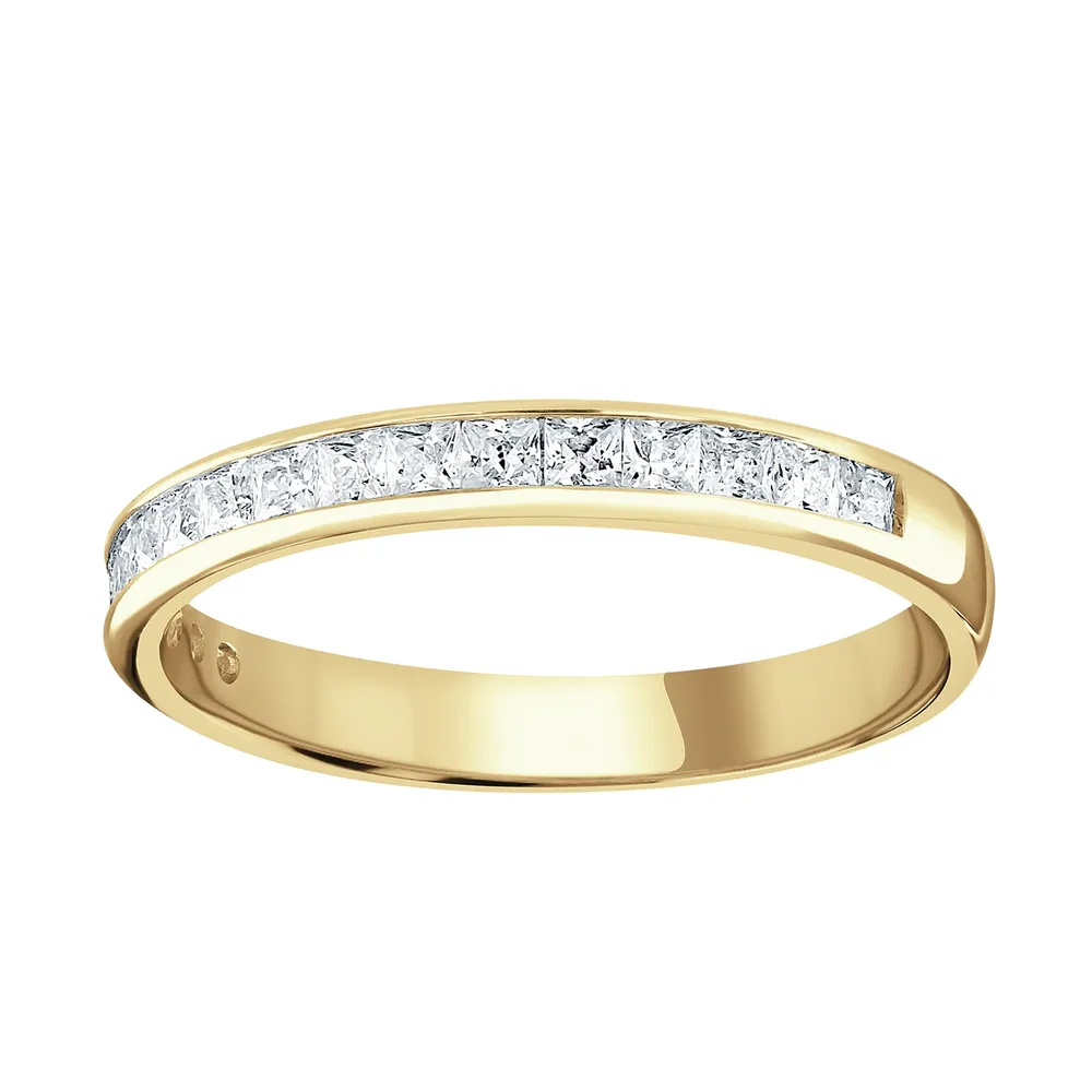 9ct Yellow Gold 0.50cttw Princess Cut Channel Set Diamond Half Eternity Ring