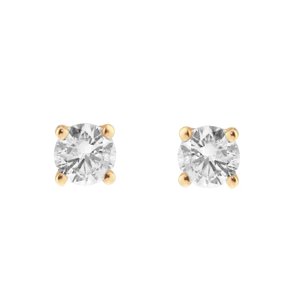 9ct Yellow Gold 0.50cttw Round Brilliant Cut Solitaire Stud Earrings
