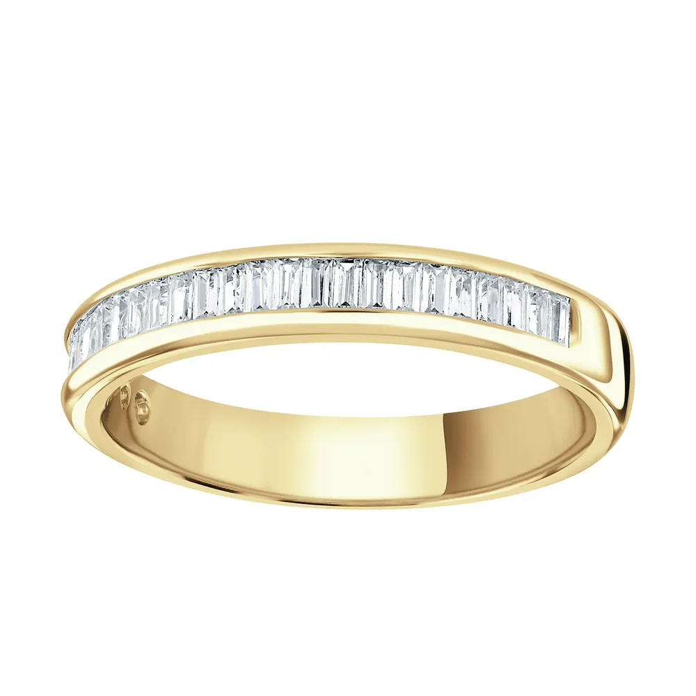 9ct Yellow Gold 0.54cttw Baguette Cut Channel Set Diamond Half Eternity Ring