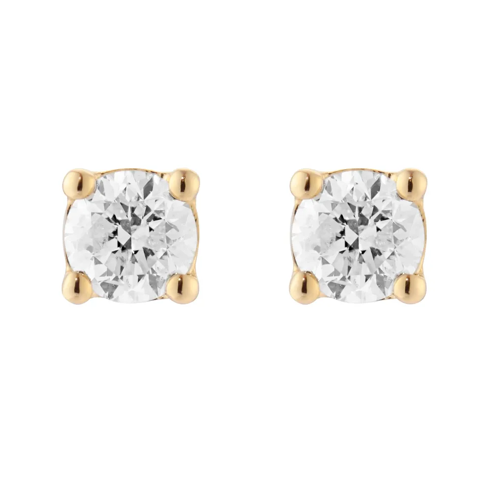 9ct Yellow Gold 0.60cttw Brilliant Cut Solitaire Stud Earrings