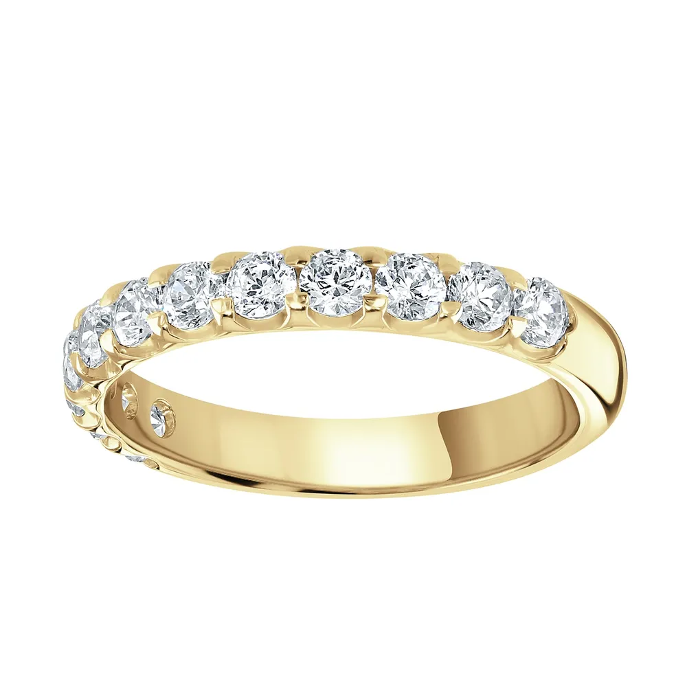 9ct Yellow Gold 0.75 Carat Round Brilliant Cut Claw Set Half Eternity Ring