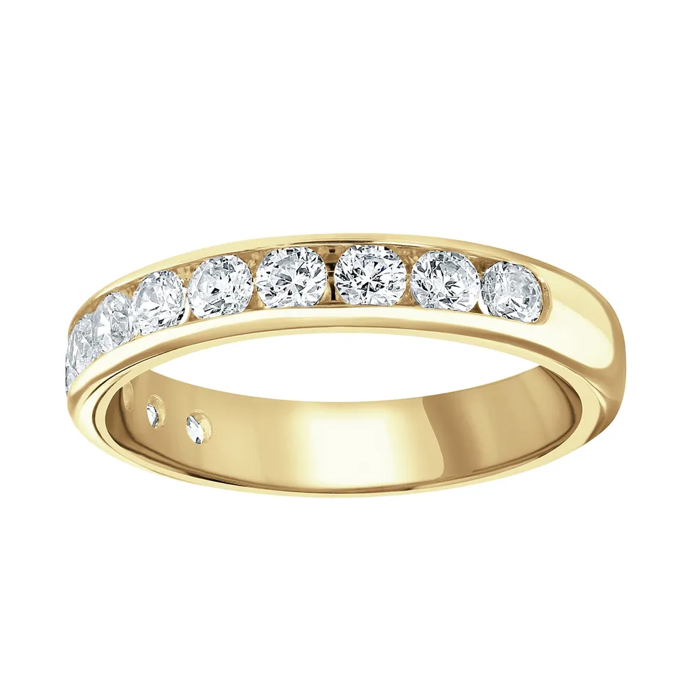 9ct Yellow Gold 0.75cttw Brilliant Cut Channel Set Diamond Half Eternity Ring