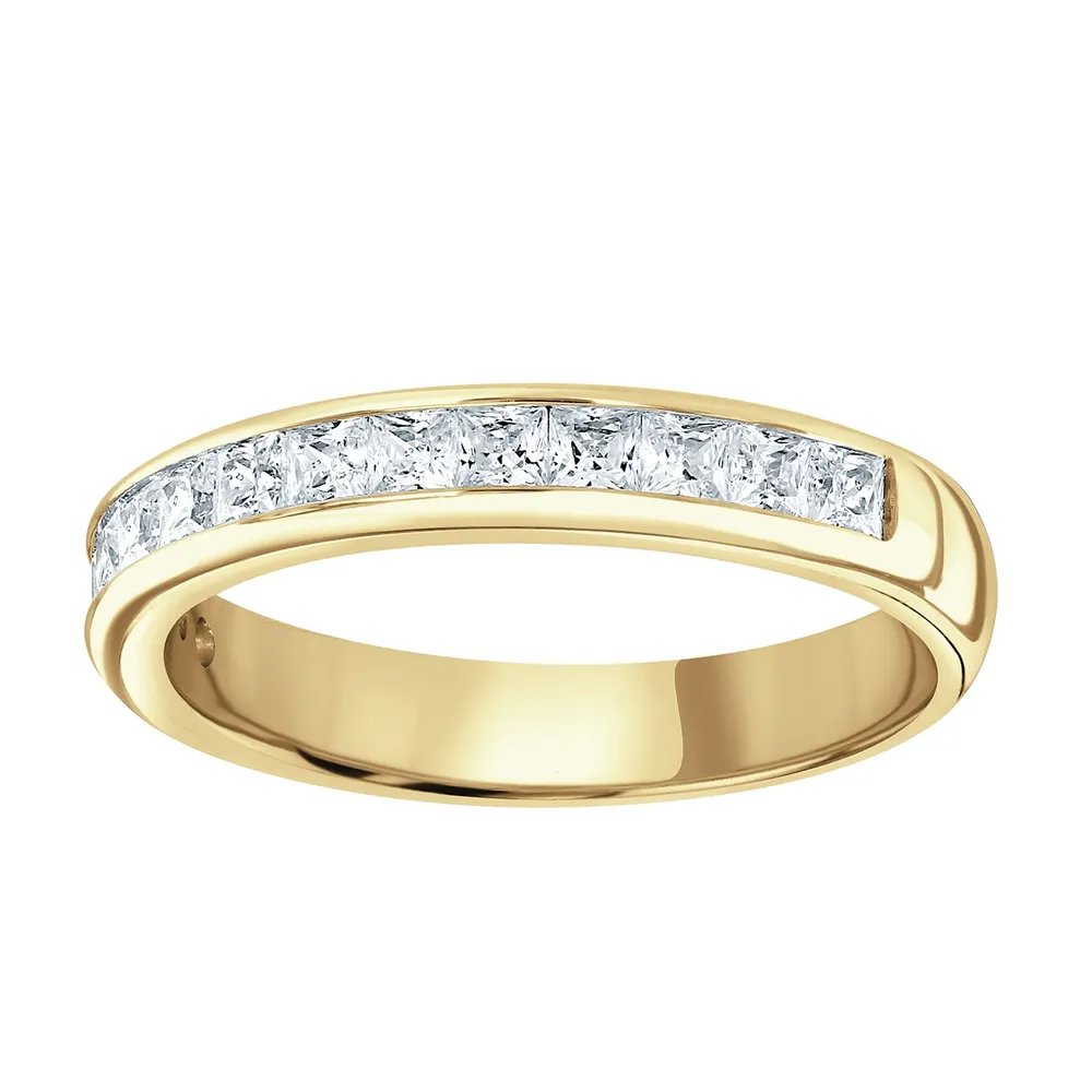 9ct Yellow Gold 0.80cttw Princess Cut Channel Set Diamond Half Eternity Ring