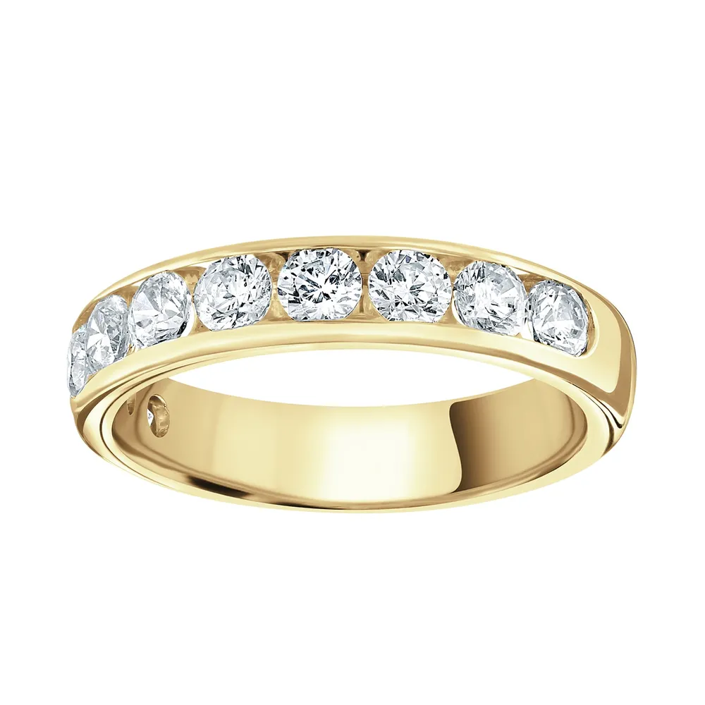 9ct Yellow Gold 1.00cttw Brilliant Cut Channel Set Diamond Half Eternity Ring