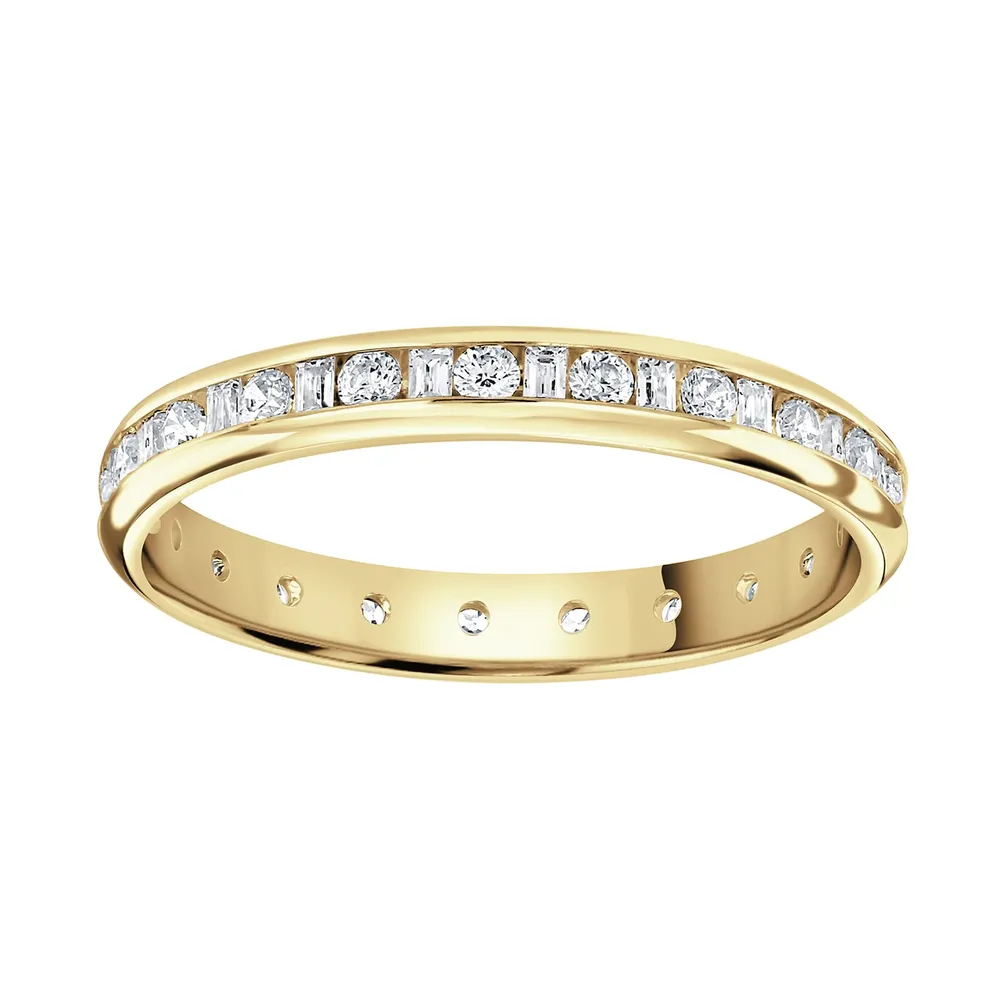 9ct Yellow Gold 1.00cttw Channel Set Dot Dash Diamond Full Eternity Ring