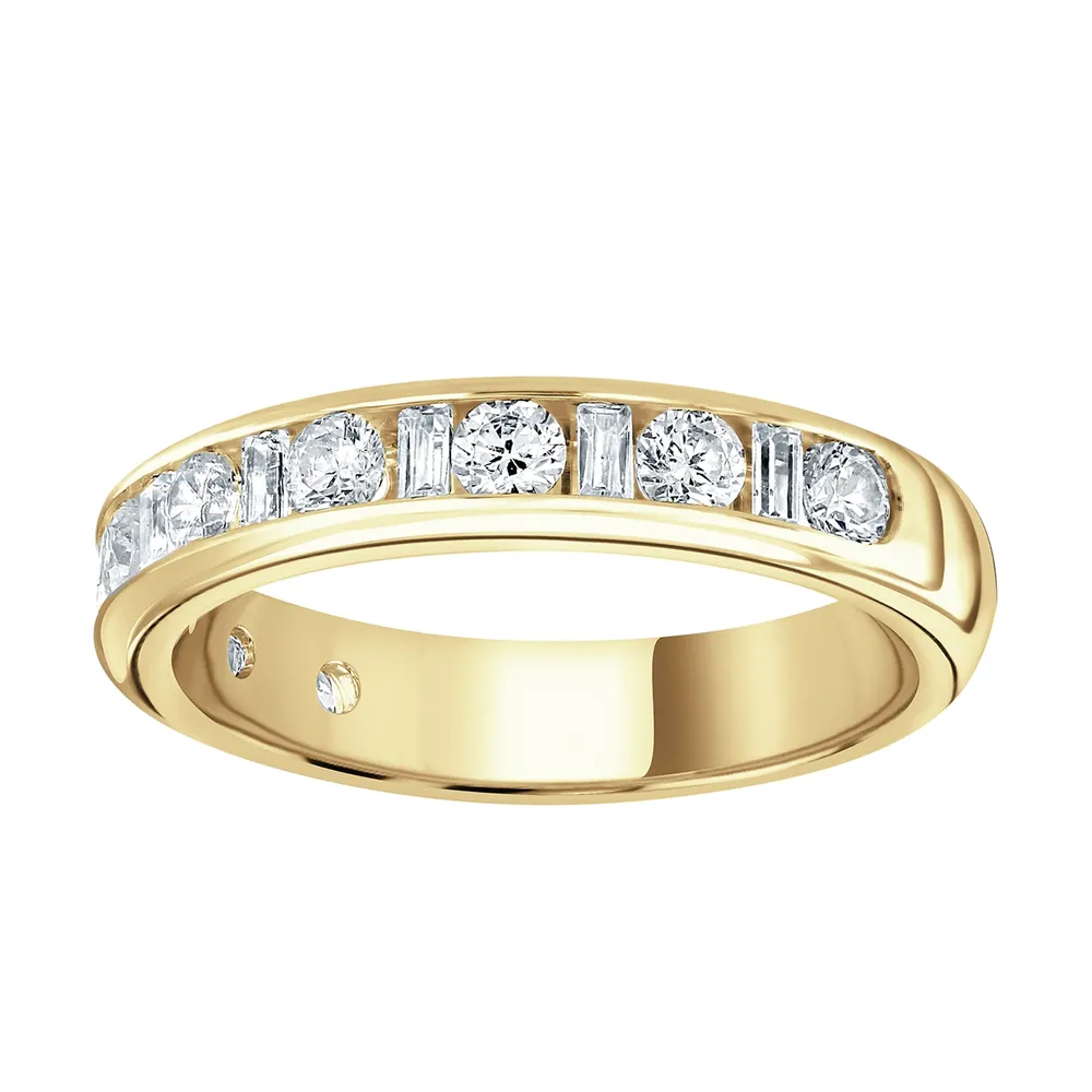 9ct Yellow Gold 1.00cttw Channel Set Dot Dash Diamond Half Eternity Ring