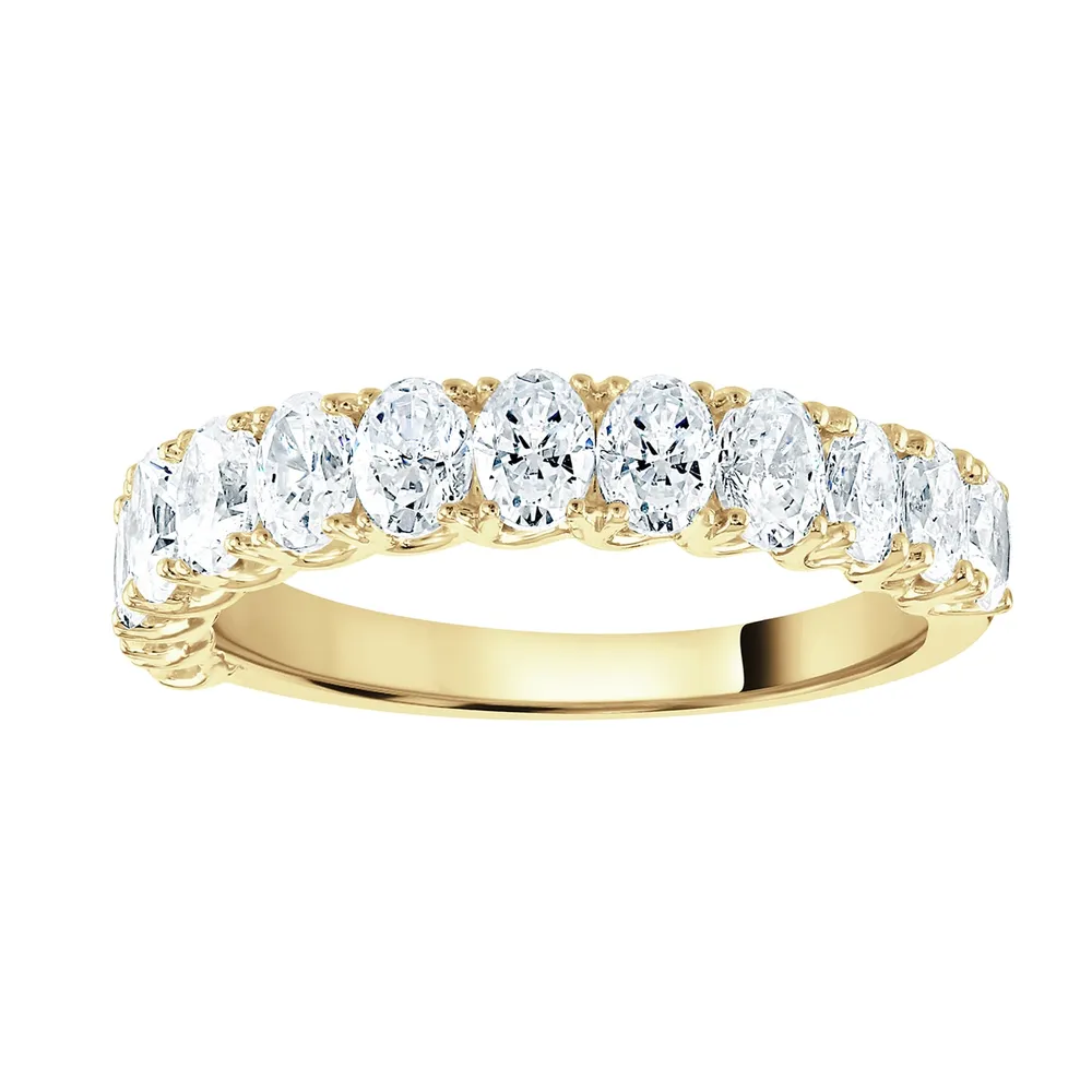 9ct Yellow Gold 1.07cttw Oval Cut Claw Set Diamond Half Eternity Ring