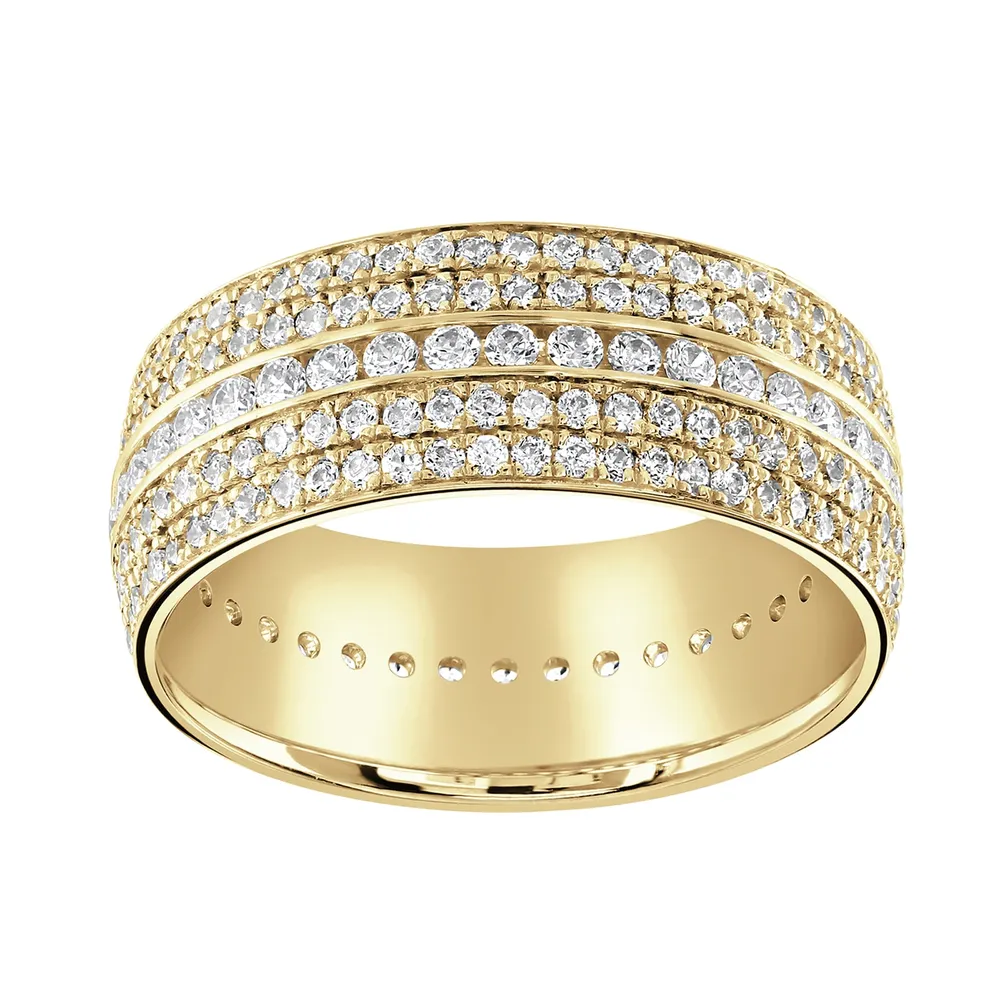 9ct Yellow Gold 1.25cttw Five Row Channel Set Diamond Full Eternity Ring