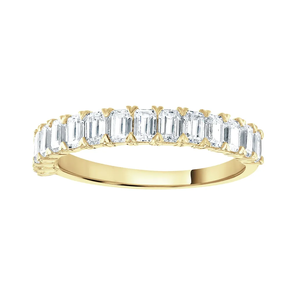 9ct Yellow Gold 1.33cttw Emerald Cut Claw Set Half Eternity Ring