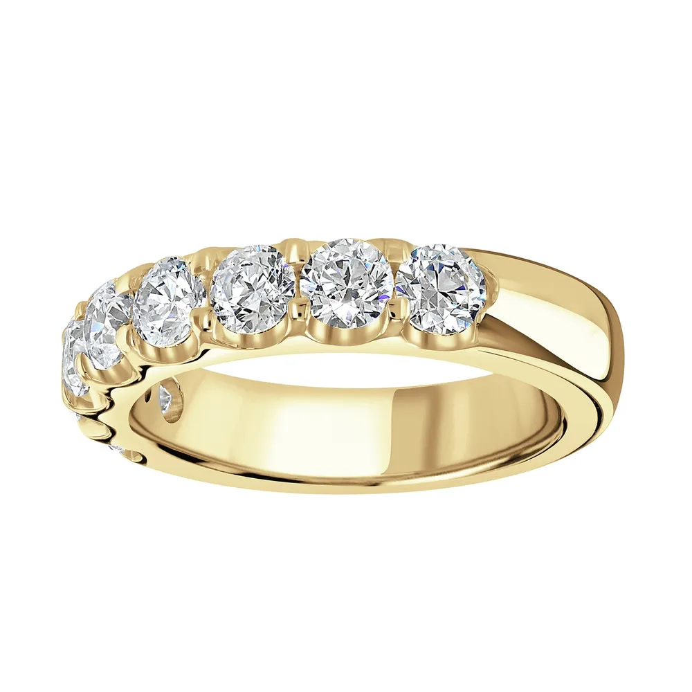 9ct Yellow Gold 1.50 Carat Round Brilliant Cut Claw Set Half Eternity Ring