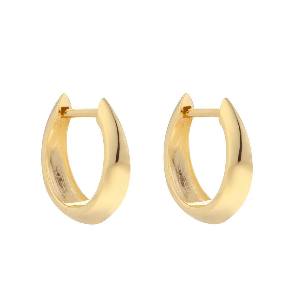 9ct Yellow Gold 15mm Graduated Knife Edge Hoop Earrings