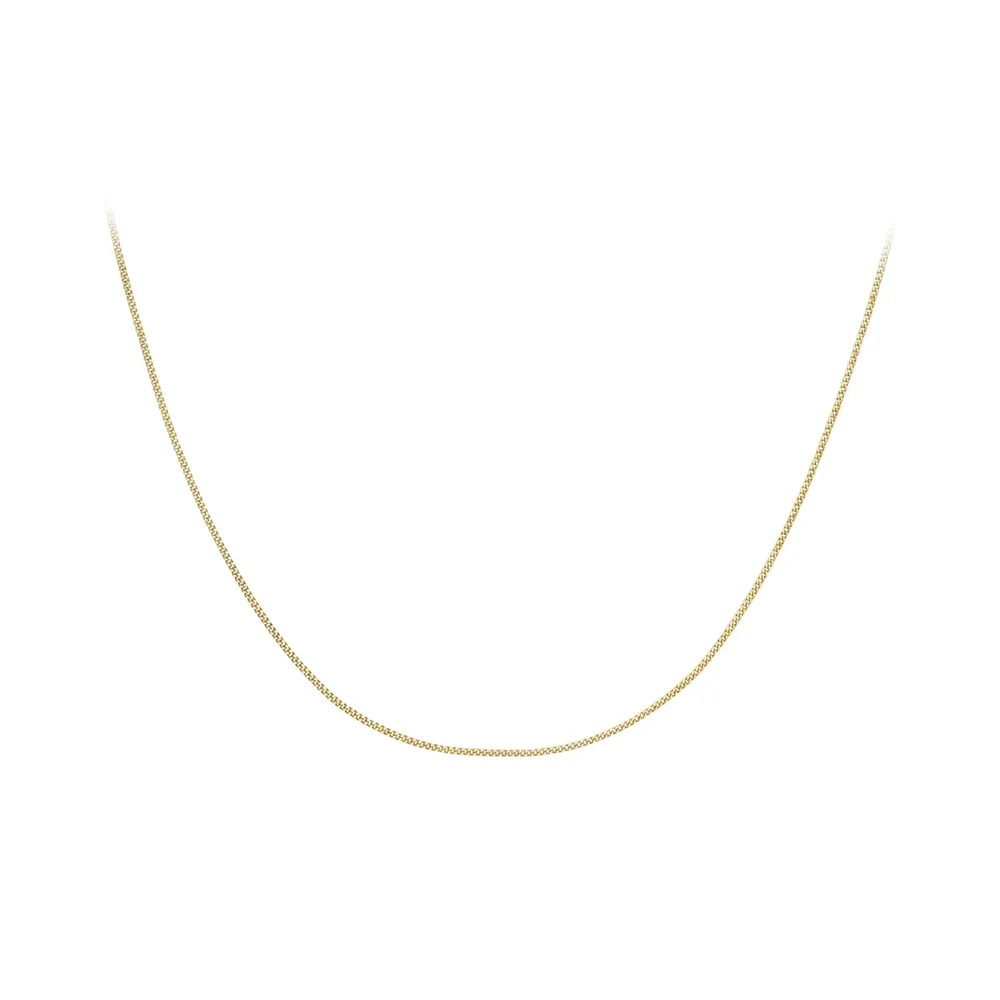 9ct Yellow Gold 16 Inch Diamond Cut Curb Chain 0.6mm Width