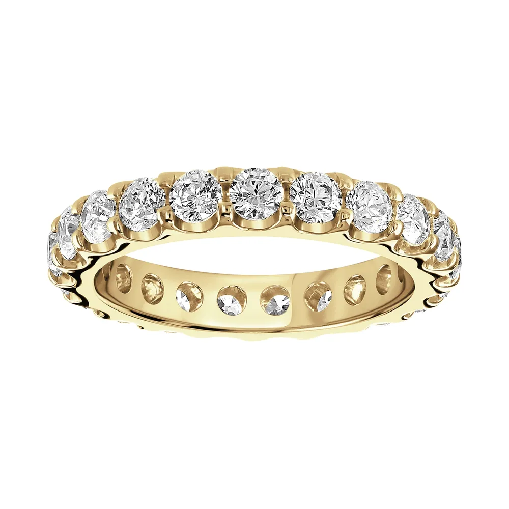 9ct Yellow Gold 2.00cttw Brilliant Cut Claw Set Diamond Full Eternity Ring