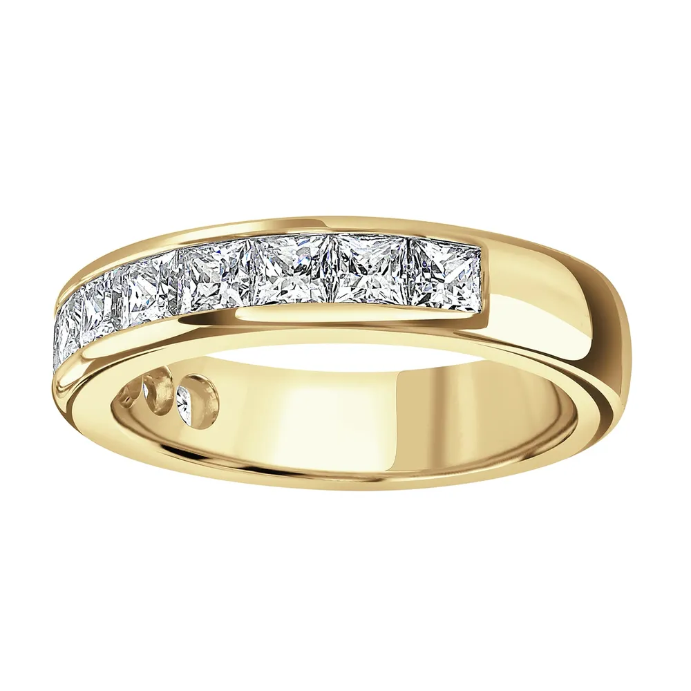 9ct Yellow Gold 2.03cttw Princess Cut Channel Set Diamond Half Eternity Ring