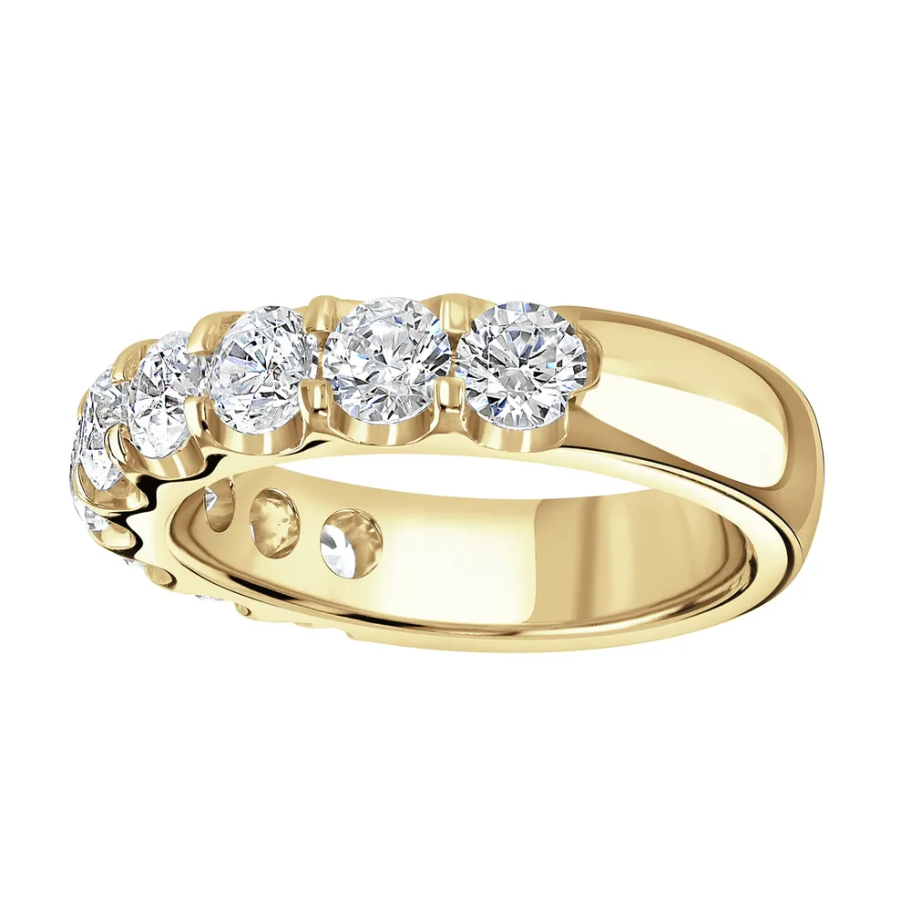 9ct Yellow Gold 2.15 Carat Round Brilliant Cut Claw Set Half Eternity Ring