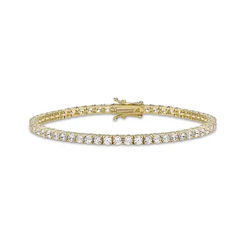 Goldsmiths 9ct Yellow Gold 3mm Cubic Zirconia Tennis Bracelet