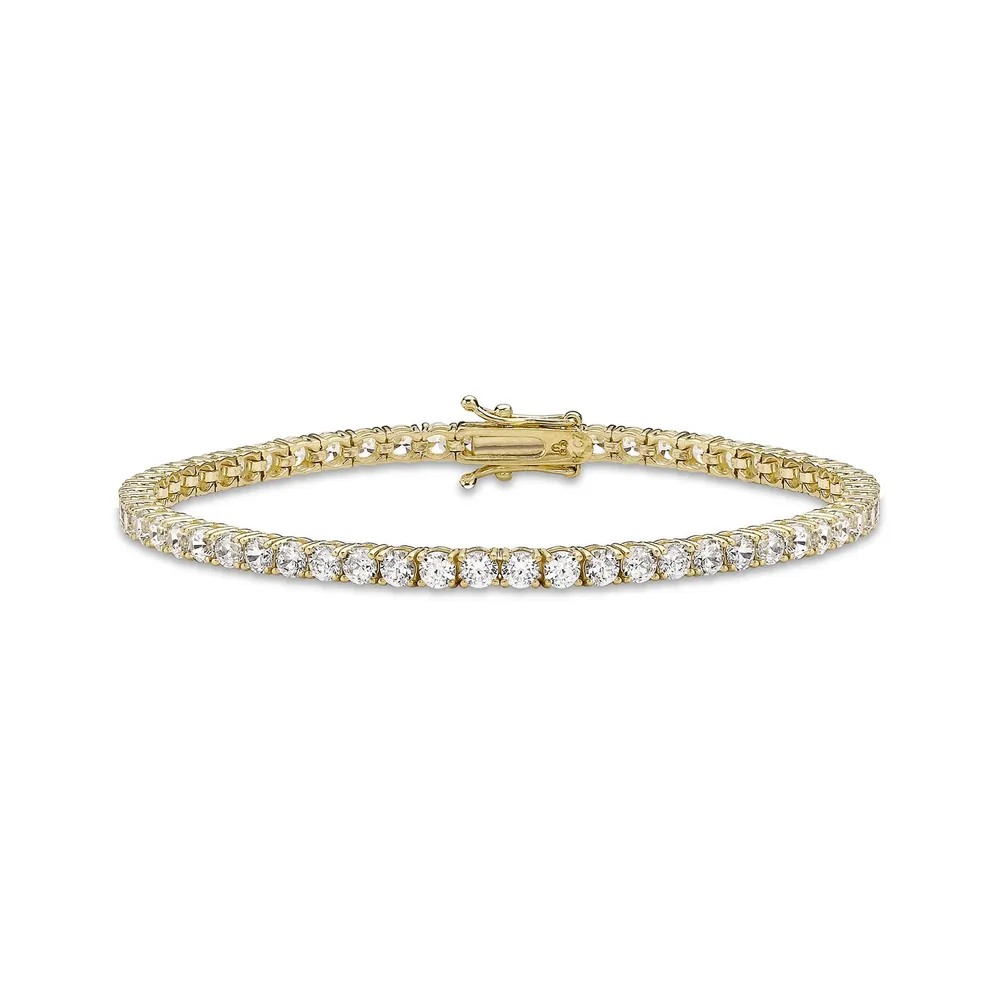 9ct Yellow Gold 3mm Cubic Zirconia Tennis Bracelet