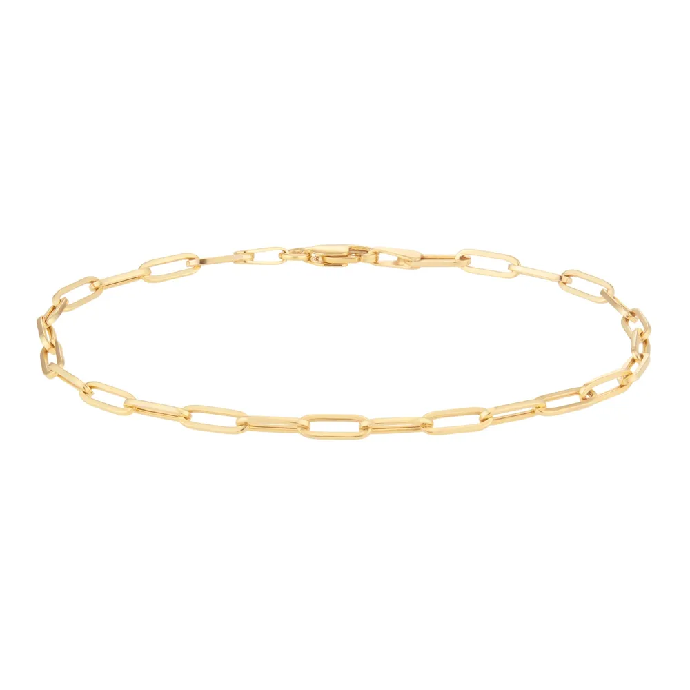 9ct Yellow Gold 3mm Paperclip Bracelet