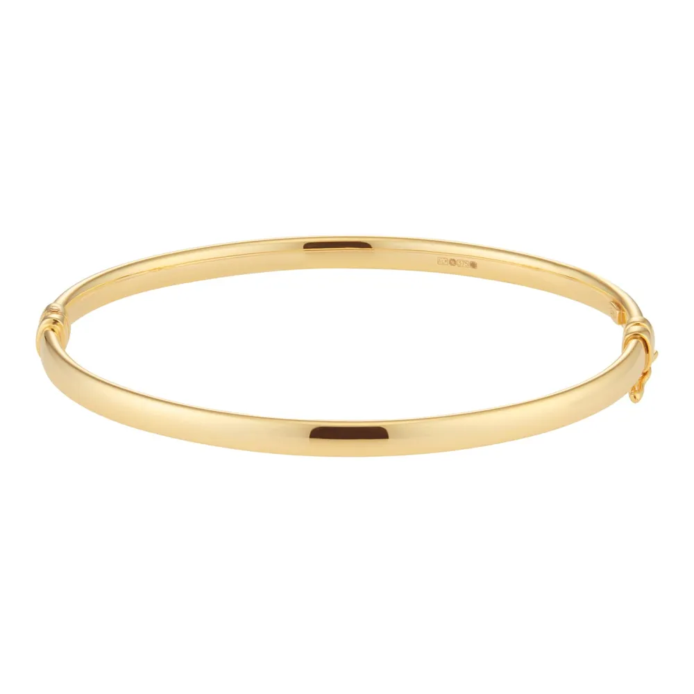 9ct Yellow Gold 3mm Round Tube Bangle