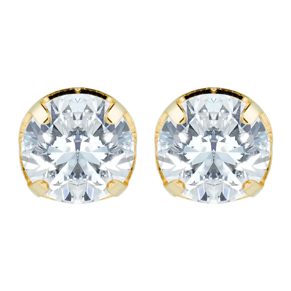 9ct Yellow Gold 4mm Cubic Zirconia Stud Earrings