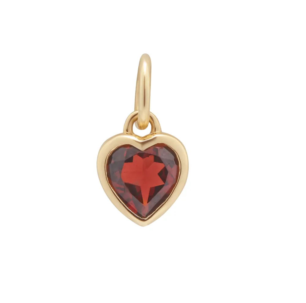 9ct Yellow Gold 5mm Garnet Heart Birthstone Pendant Charm