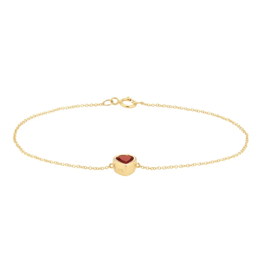 9ct Yellow Gold 5mm Garnet Heart Bracelet