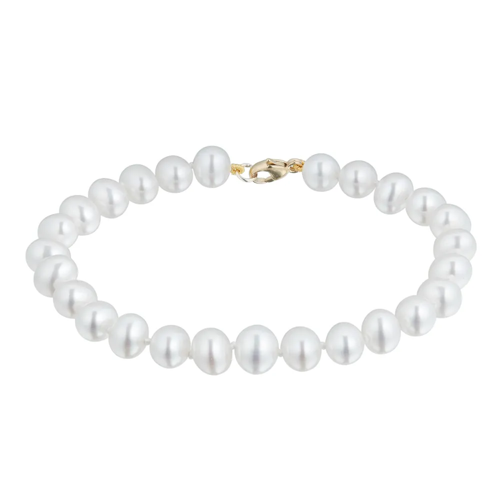 9ct Yellow Gold 6-6.5mm Cultured Fresh Water Pearl Bracelet