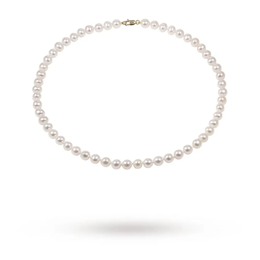 9ct Yellow Gold 6-6.5mm Freshwater Pearl Necklet