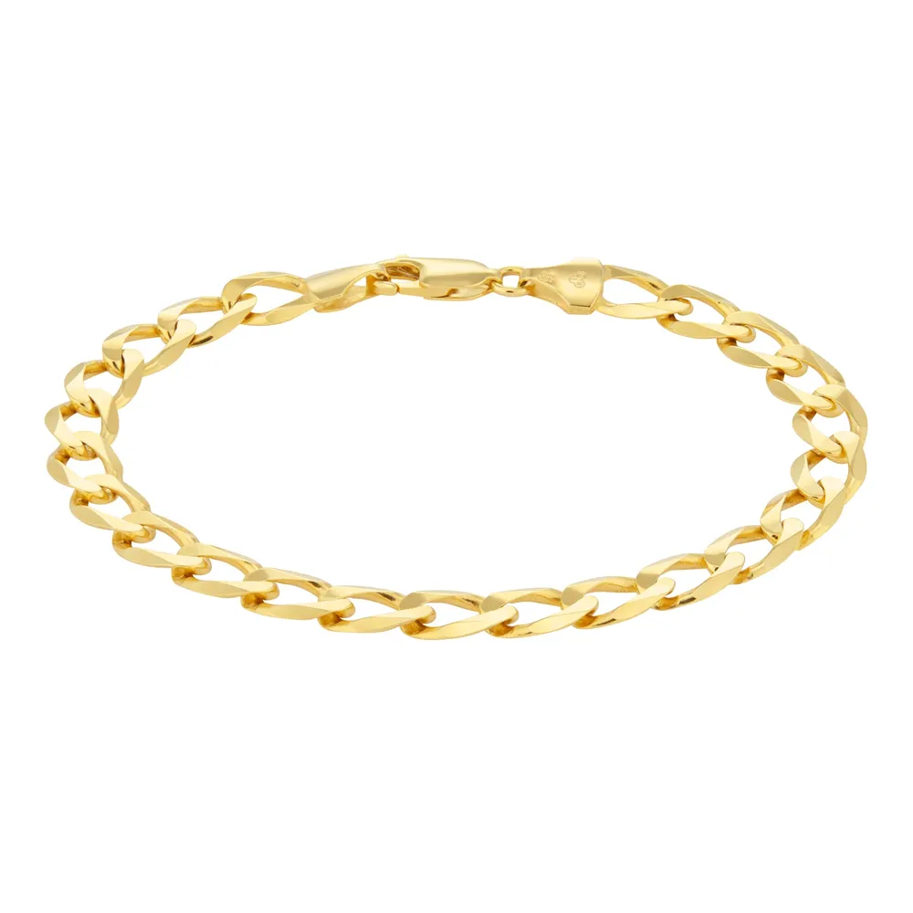9ct Yellow Gold 8 inch Flat Curb Bracelet