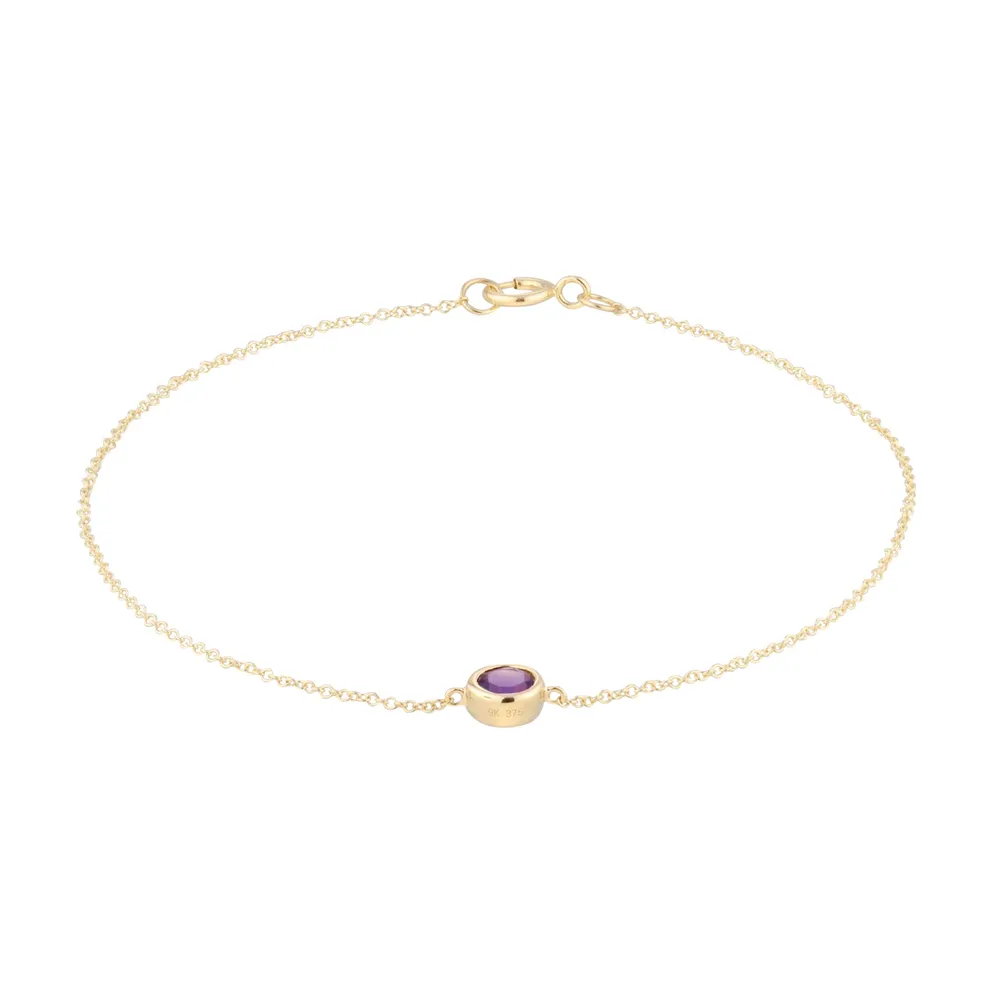 9ct Yellow Gold Amethyst Birthstone Bracelet
