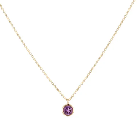Goldsmiths 9ct Yellow Gold Amethyst Birthstone Pendant