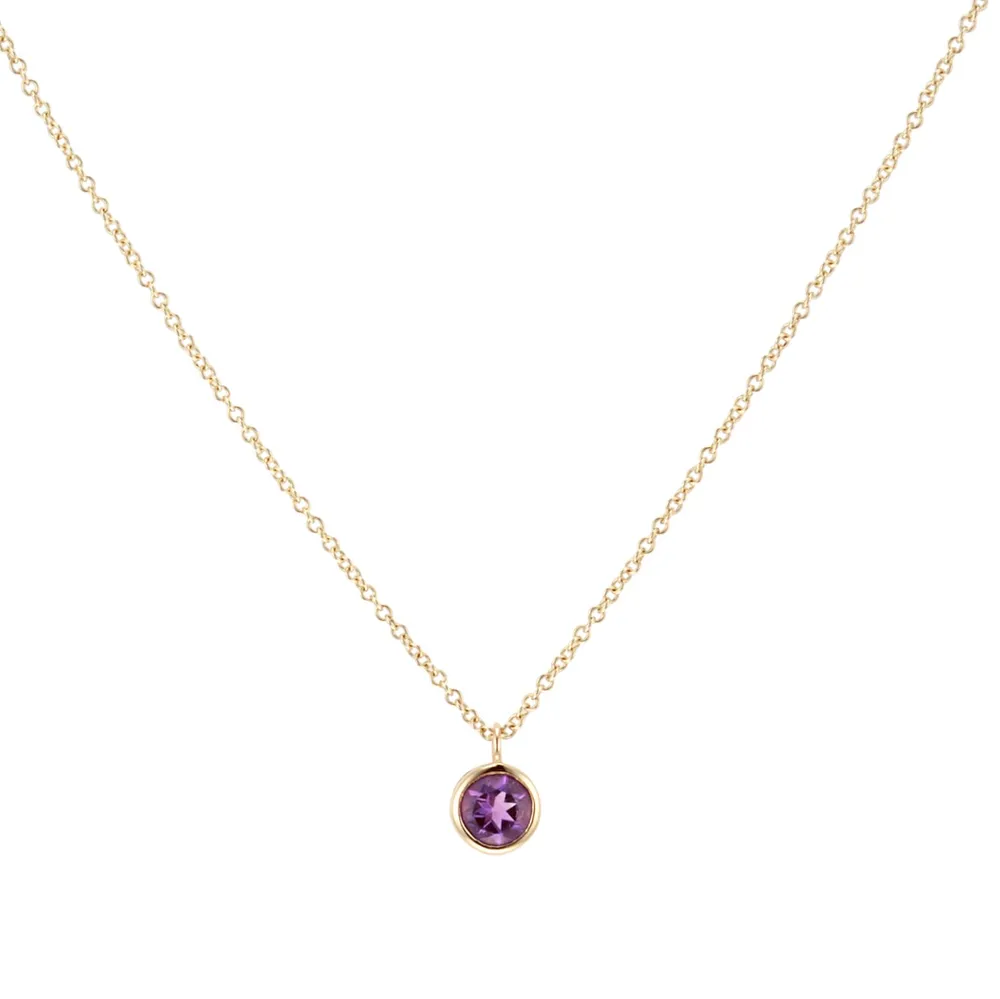 9ct Yellow Gold Amethyst Birthstone Pendant