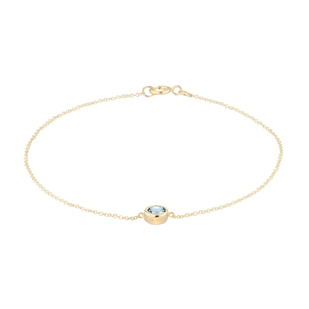9ct Yellow Gold Aquamarine Birthstone Bracelet