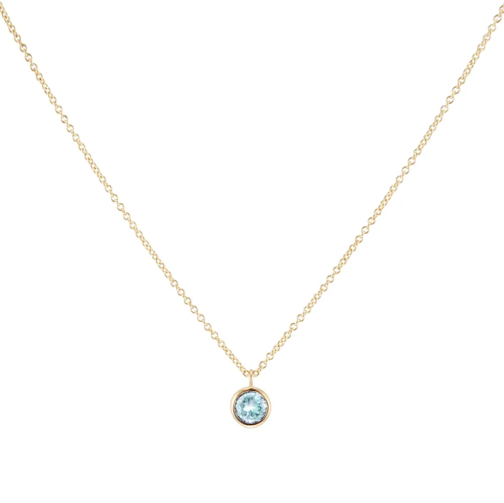 9ct Yellow Gold Aquamarine Birthstone Pendant