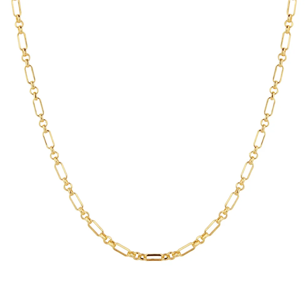 9ct Yellow Gold Belcher Mixed Link Chain Necklace