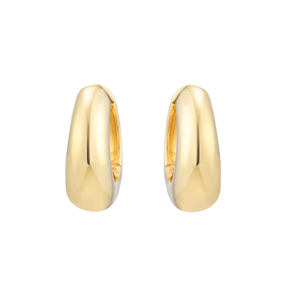 9ct Yellow Gold Chunky Huggie Hoop Earrings