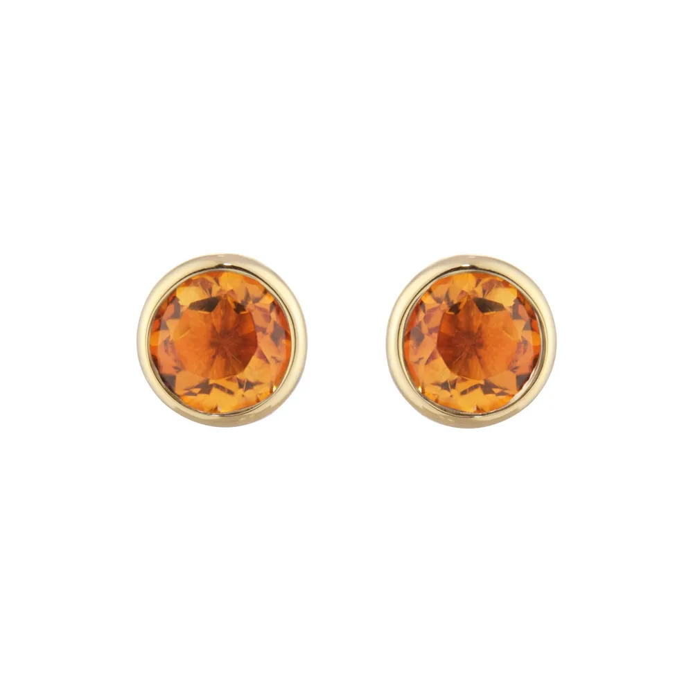 9ct Yellow Gold Citrine Birthstone Stud Earrings
