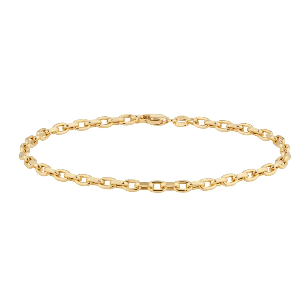 9ct Yellow Gold Diamond Cut Belcher Chain Bracelet